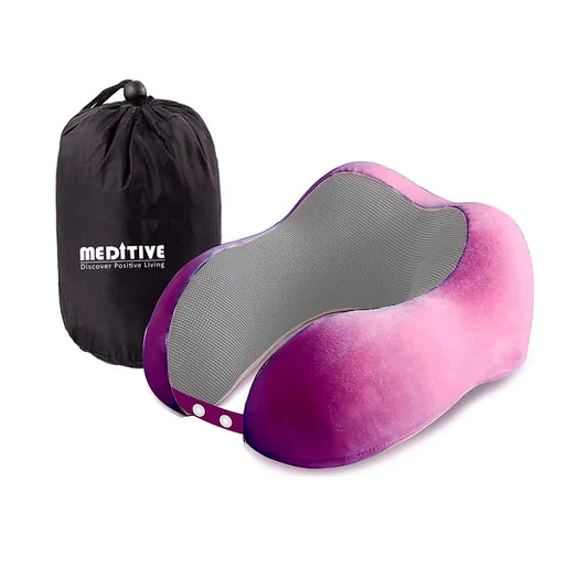 MEDITIVE Memory Foam Neck Pillow for Travel (Purple, pack of 1)