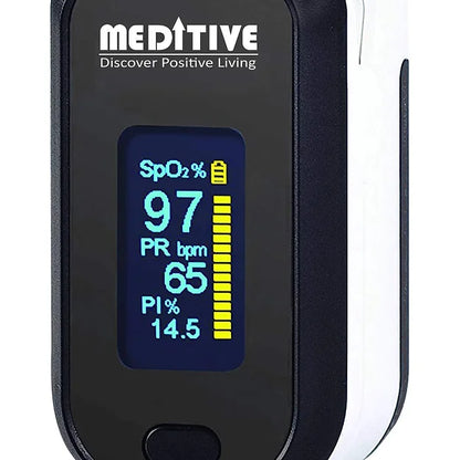 MEDITIVE Fingertip Pulse Oximeter, Dual Color OLED Display Blood Oxygen Monitor