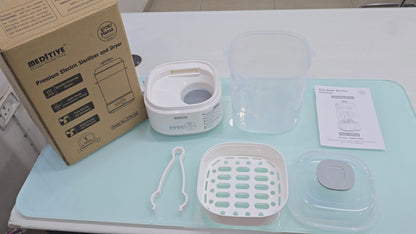 MEDITIVE Baby Bottle Sterilizer and Dryer | Electric Steam Sterilizer for Baby Bottles with Hot Air Drying | 10 Min Sterilization + 40/60 Min Drying | Auto Mode 58 Min | 2-in-1 Baby Bottle Sterilizer Machine for Feeding Bottles & Accessories
